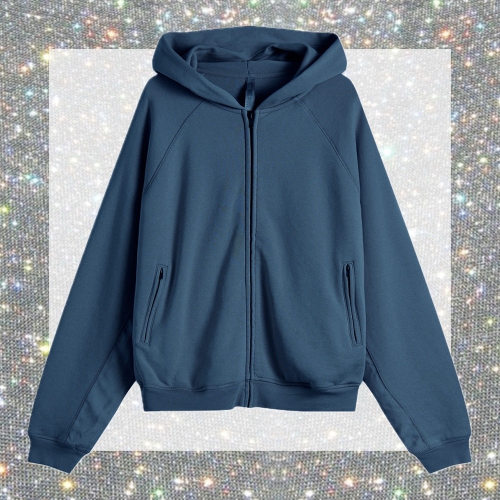 SKIMS French Terry Relaxed Zip Hoodie in Indigo size XS NWT!